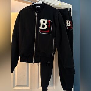 Burberry Black Tracksuit with Red and White Accents
